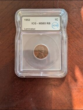 1952 Lincoln Wheat Cent - ICG MS65 RB Laminated
